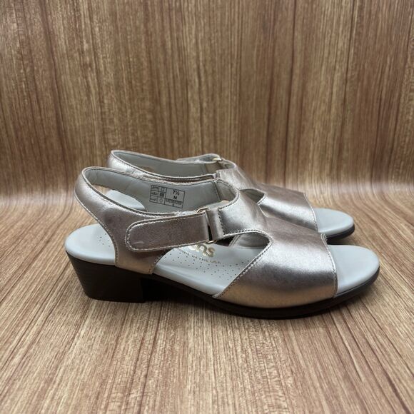 SAS Suntimer Leather Sandals Lusso (Gold) Women’s Size 7.5 M Hook And Loop Shoes - Picture 1 of 8